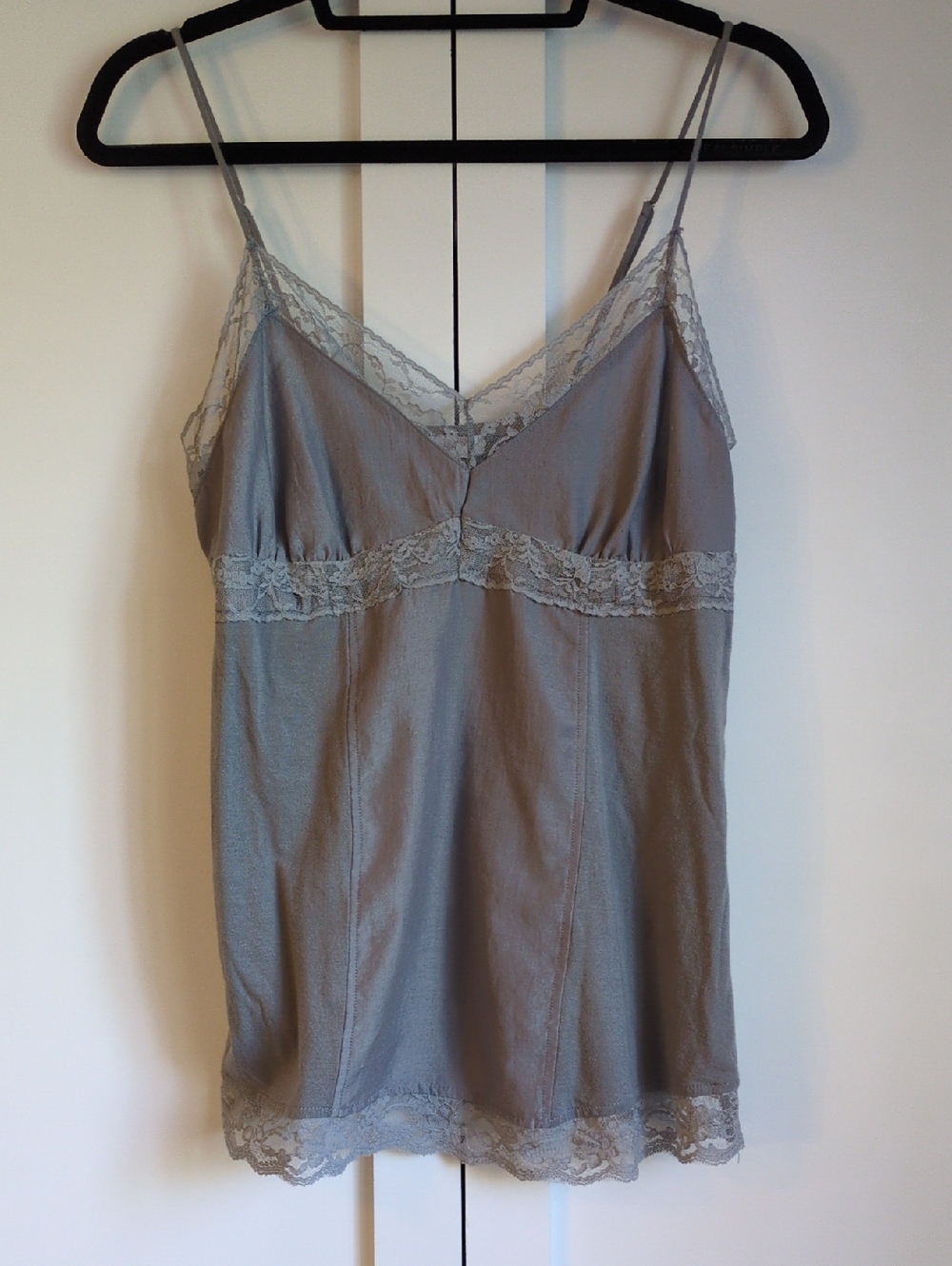 Charlotte Russe Y2K Babydoll Cami Gray Size L Lace Trim Coquette Fairy Grunge